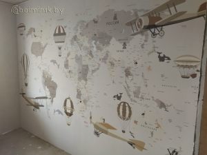 Большая детская карта мира в интерьере 7